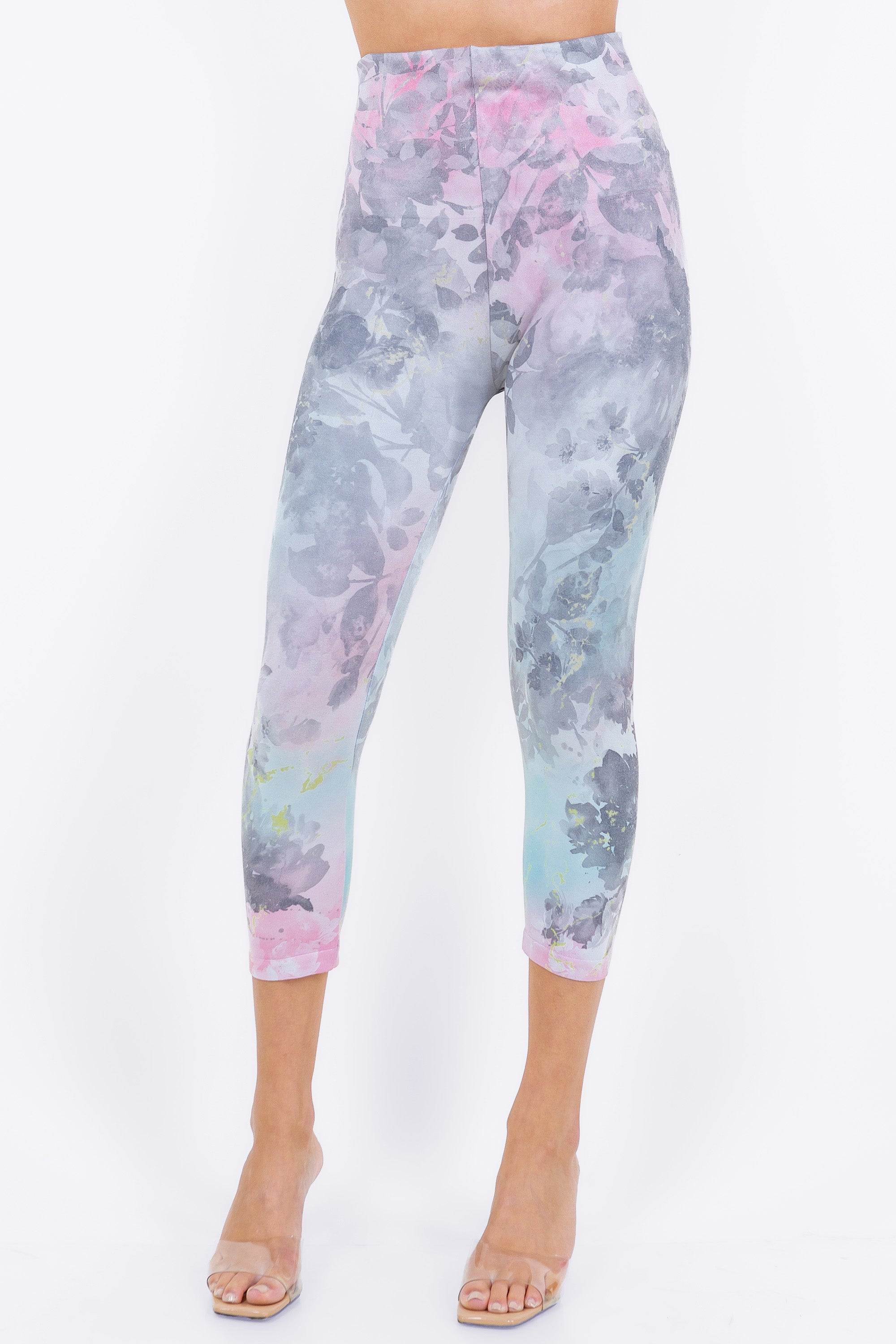 Inky Floral Pastel Mist Legging Printed Leggings SHOPMRENA