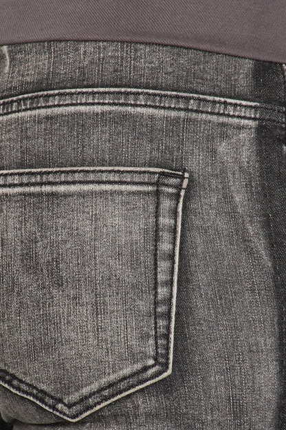 Medium Wash Jeans with High Waistband and Side Contrast Stripes