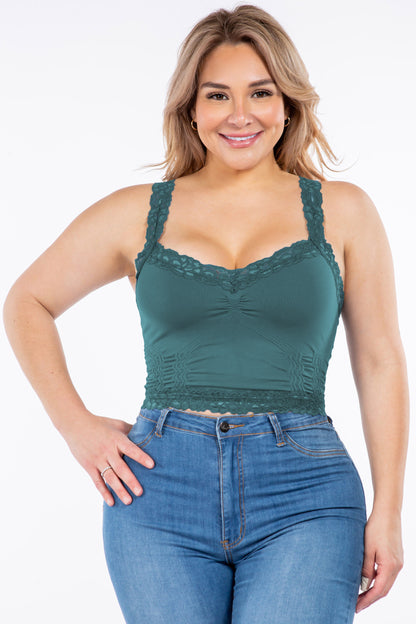 Seamless Bralette Camisole with Lace