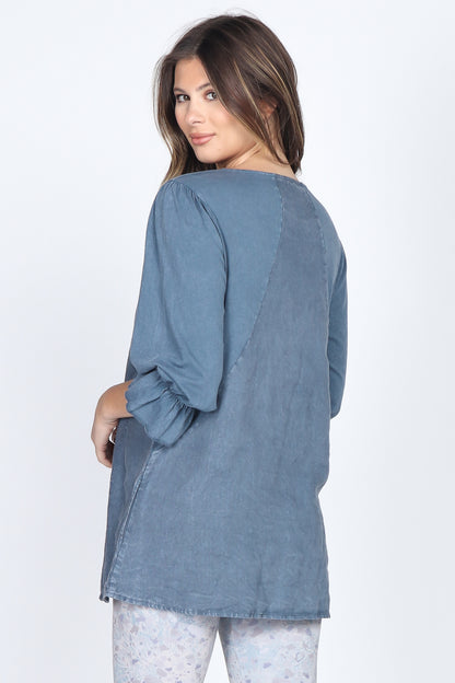 Ruffle Sleeves Linen Tunic