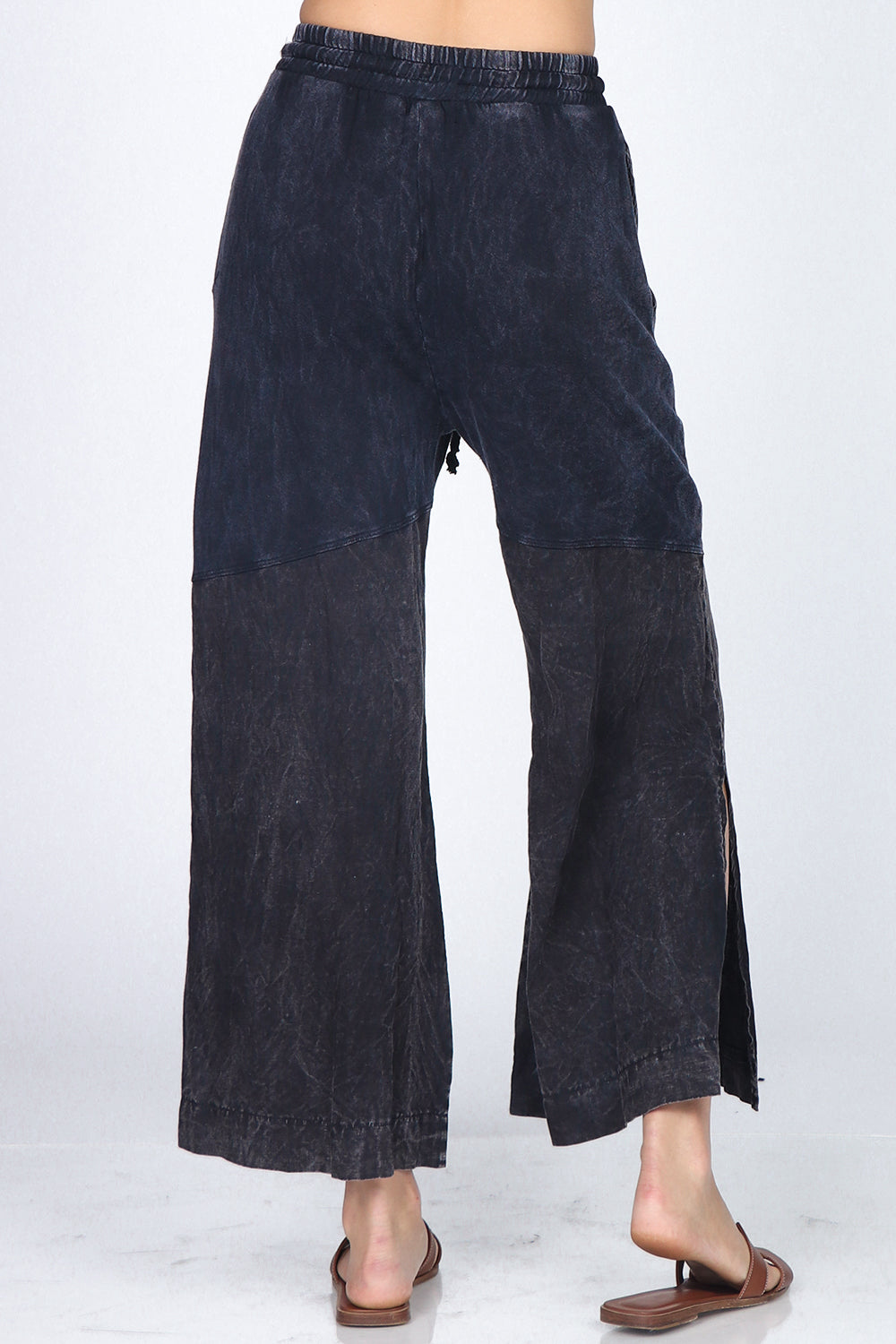 Wide Leg Terry Lounge Pants in Mineral Wash SHOPMRENA