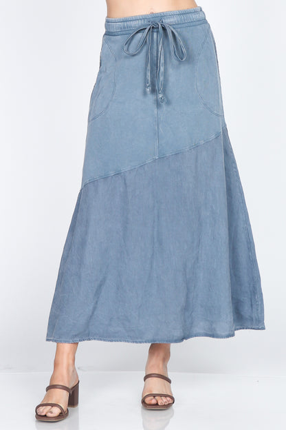 Mineral-washed French Terry Maxi Skirt SHOPMRENA –