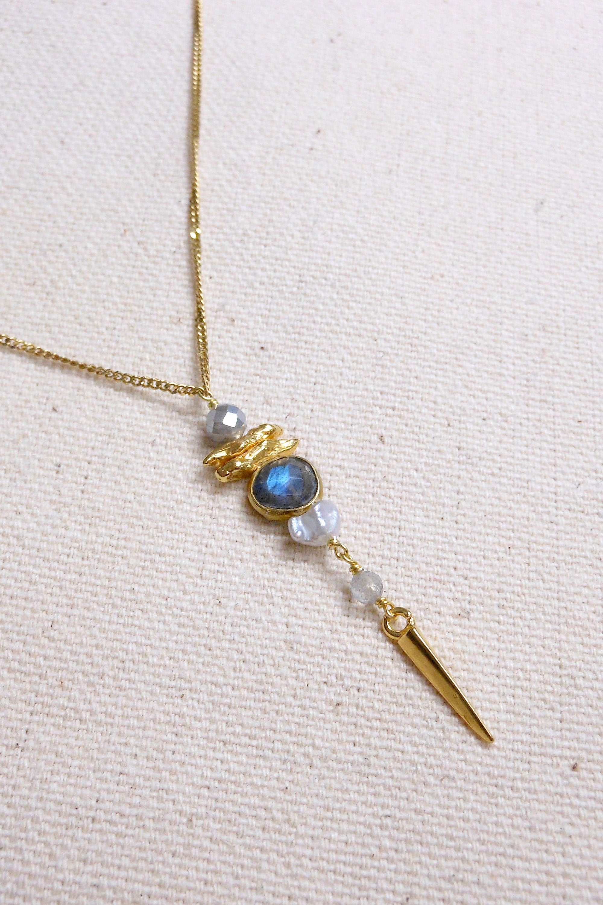 Chan Luu Aquamarine Gold Meso Necklace SHOPMRENA