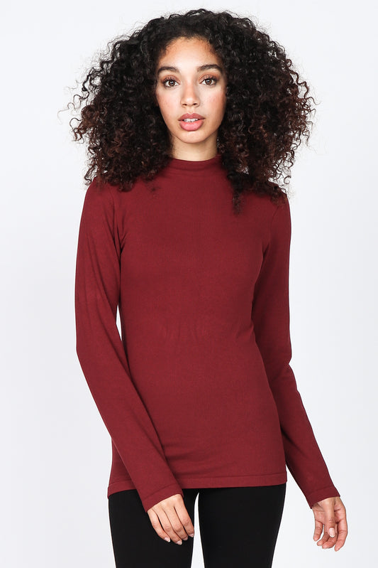 Ribbed Mock Neck Long Sleeve Top