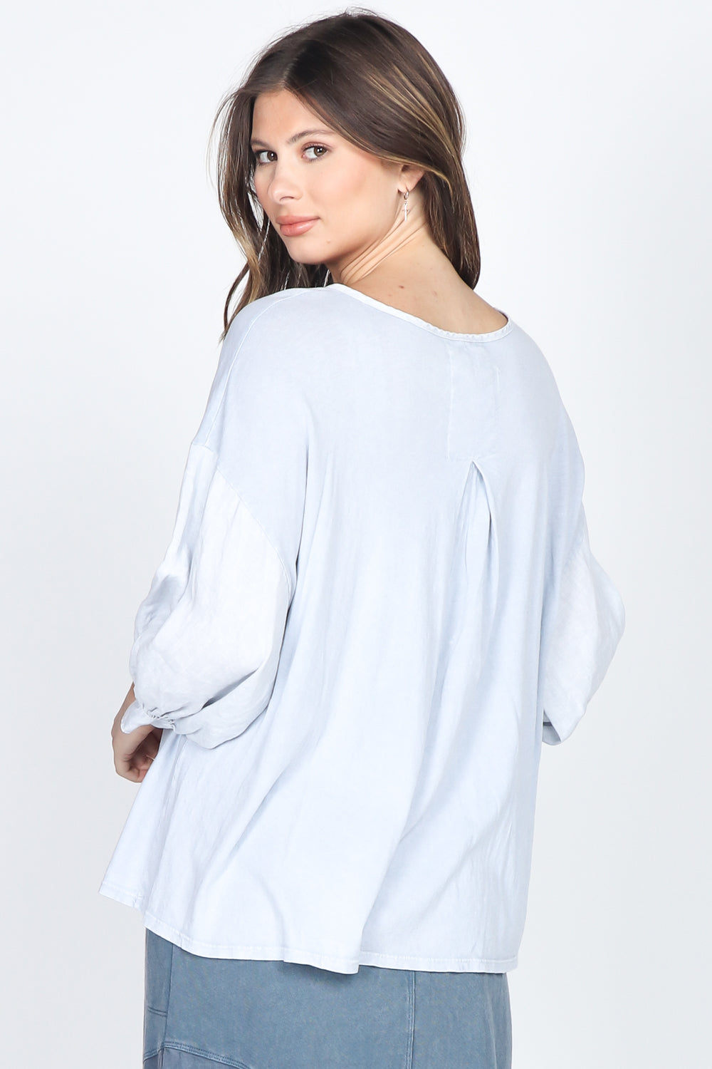 Linen Puff Sleeve Top