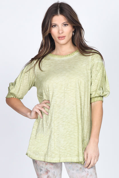 Ribbed Hem Sleeve Top